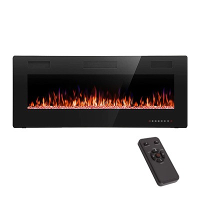R.W.FLAME Electric Fireplace Wall-Mounted Recessed Ultra-Thin LED Heater, 6 Sizes, Touch Screen, with Remote