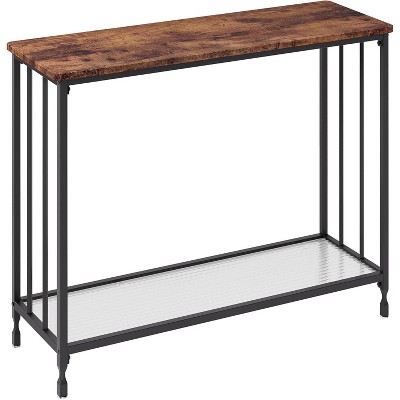 Console Table, Sofa Tables Narrow Entryway Table with Glass Shelf and Metal Frame