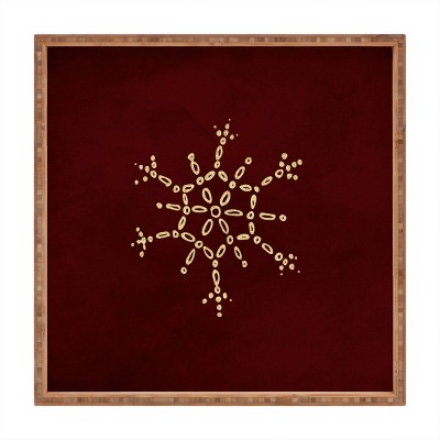 Chelsea Victoria Gold Snowflake No 2 Square Bamboo Tray - Deny Designs