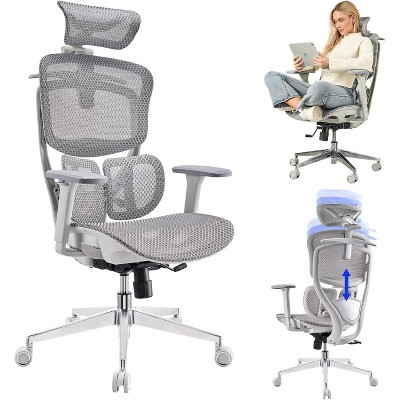 SAINTCY Ergonomic Office Chair with Full Mesh Design, 4D Adjustable Headrest, 360 Rotating Armrests Ideal for Extended Work Sessions, Gamers