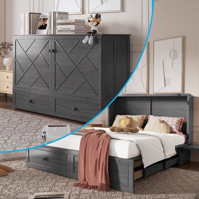Mjkone Murphy Queen Size Bed Chest with Mattress and Storage