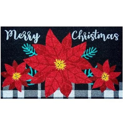 Briarwood Lane Coir Doormat 30x18 Merry Christmas Poinsettia For Christmas Coir Doormat