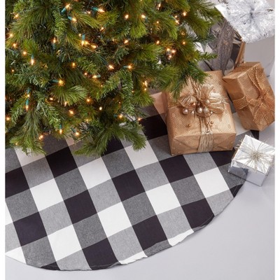 Saro Lifestyle Buffalo Plaid Design Decorative Holiday Cotton Christmas Tree Skirt