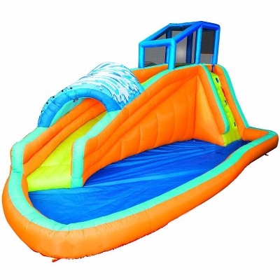 Banzai Surf Rider Large Inflatable Outdoor Aqua Lagoon Water Slide Splash Park with Climbing Wall, Tunnel Slide, and Splash Pool, for Kids Ages 5-12