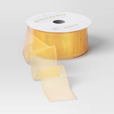 45' Christmas Fabric Ribbon Gold Sheer - Wondershop™