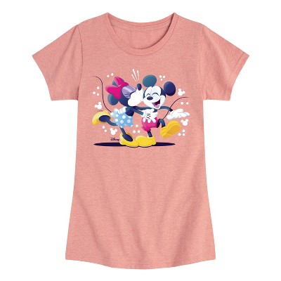 Girls' - Disney - Mickey Minnie Kiss Fitted Short Sleeve Graphic T-Shirt