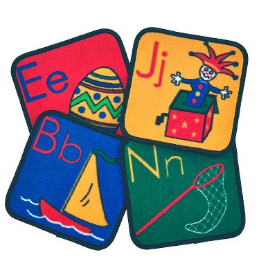 Carpets for Kids PLUS ABC Phonic Seating Learning Rug 12" Blue, Squares Kit Set of 26