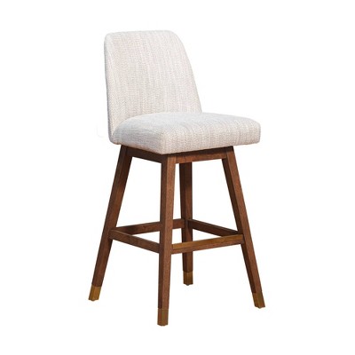 Armen Living Amalie Wood Finish with Fabric Swivel Barstool
