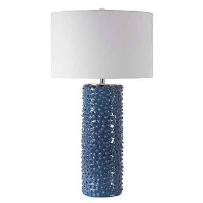 Uttermost Ciji Blue Table Lamp – 29.5” Indigo Ceramic Base with Brushed Nickel & Crystal Finial