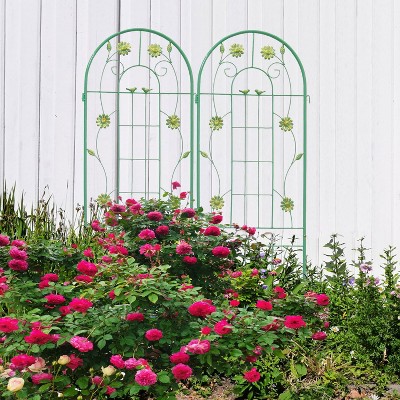 Kelly 2 Pack 86.7''x19.7''Metal Garden Trelli, Flower Support Tiered Planters for Climbing Plants, Patio Outdoor Furniture - The Pop Home
