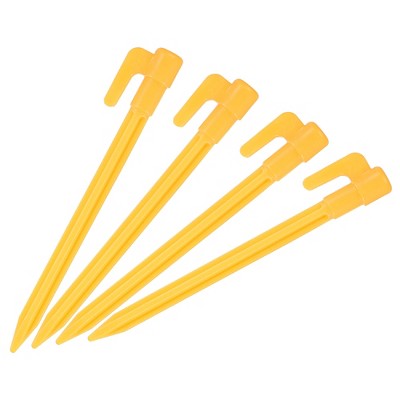 Unique Bargains Plastic Windproof Camping Tent Stakes Ground Pegs with Hook Yellow