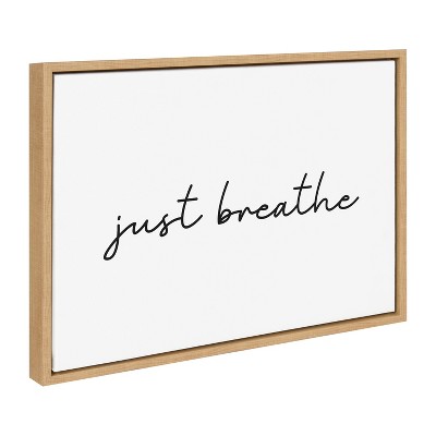 18" x 24" Sylvie Just Breathe BW Frame Canvas by Creative Bunch Natural - Kate & Laurel All Things Decor