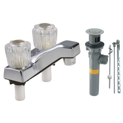 Home Plus Chrome Centerset Bathroom Sink Faucet 4 in. (Model #:45273)