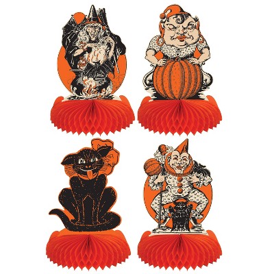 Beistle Vintage Halloween Centerpieces, 9", (4/Pkg) Multicolored