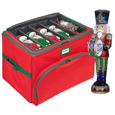 Hold N' Storage - Christmas Nutcracker and Figurine Collectible Storage Box Holds up to 72 -4" Ornaments with Adjustable Dividers for Figurine