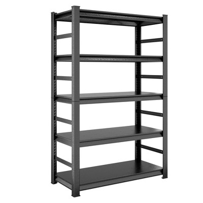 PAGED 5 Tier Book Shelf Metal Storage Shelves with Adjustable Height and Protective Side Rails for Living Room, Home Office