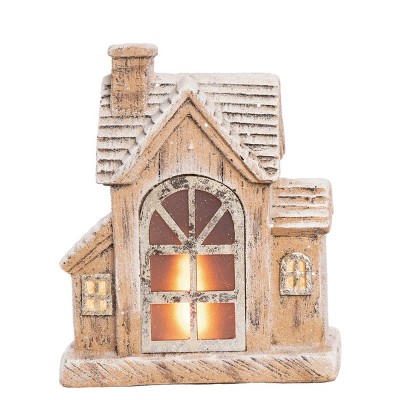 Transpac 12.5 in Multicolored Light Up Snowy Home Christmas Decorative Resin Object