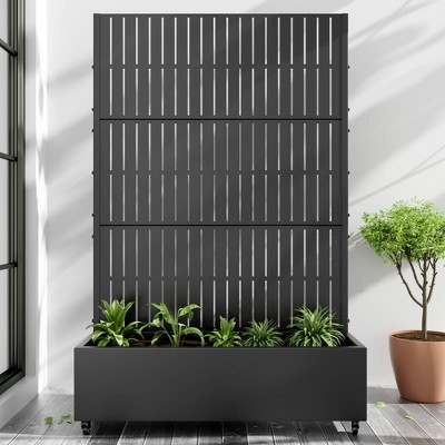 Dovelina Iron Black Arch Mobile Planters Planting Box Trellis for Climbing Plants