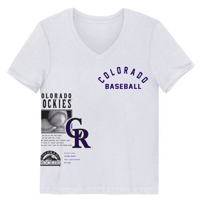 MLB Colorado Rockies Girls' White V-Neck T-Shirt