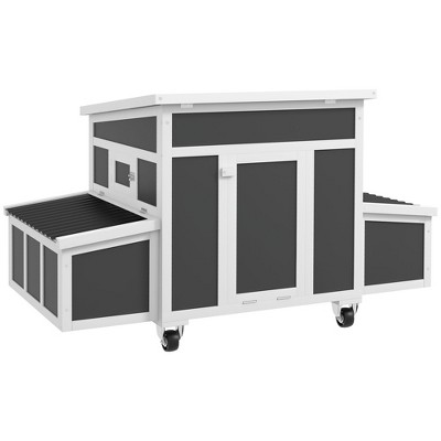 PawHut Wooden Chicken Coop with Nesting Box, Outdoor Poultry Cage Rabbit Hutch for 6 Chickens, Ducks, Hens, Small Animals