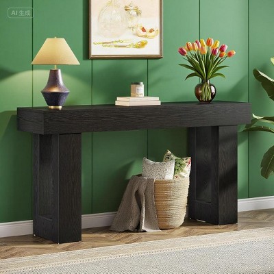 KTMBDW 63-Inch Long Console Table, Narrow Sofa Table Behind The Couch, Farmhouse Console Table for Living Room, Entryway, Hallway