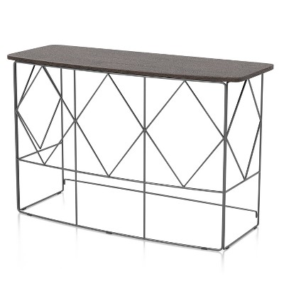 Drixol Rectangle Sofa Table Walnut - miBasics: Steel Frame, MDF & Wood Veneer, 30" High, Narrow Profile