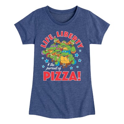 Girls' - Teenage Mutant Ninja Turtles - Life Liberty Pursuit Of Pizza Fitted Short Sleeve Graphic T-Shirt