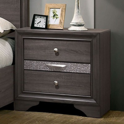NicBex Contemporary Nightstand Bedside Table with Silver Accents  End Table with Nickel Round Knob for Living Room, Bedroom