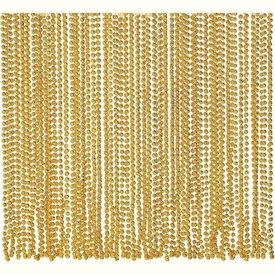 4E's Novelty Gold Beads Necklaces 72 Pack- Mardi Gras Beads, Parade Throws Bulk, Necklace Beads for St Patrick's Day, New Years Eve