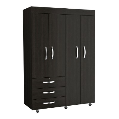 NicBex Armoire Wardrobe Closet Storage Cabinet with Doors & Drawer for Bedroom, Black