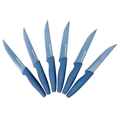 Granitestone NutriBlade 6 Piece Blue Steak Knives with Easy Grip Handle
