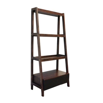 Brown Wooden Ladder Desk with Storage, Decorative Ladder Bookshelf and Display Shelf for Home or Office - Maison Boucle