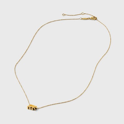 Tiny Tags 14K Gold Ion Plated Mama Bear Chain Necklace - Gold