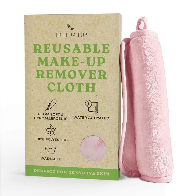 Tree To Tub Gentle Reusable Makeup Remover Towel-Washable, Dual-Sided Microfiber Face Cloth for Makeup Removal & Cleaning-Suitable for All Skin Types