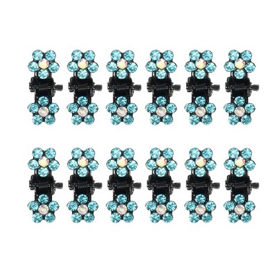 Unique Bargains Girl's Metal Rhinestone Mini Floral Hair Claw Clip 12 Pcs