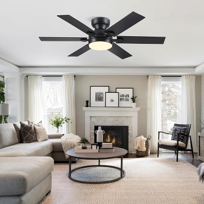 Kviflon 46 Inch Flush Mount Ceiling Fan with Light,3 CCT LED,Reversible DC Motor,5 Plywood Blades