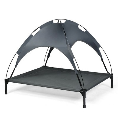 Costway 42'' Portable Elevated Dog Cot Outdoor Cooling Pet Bed w/ Removable Canopy Shade