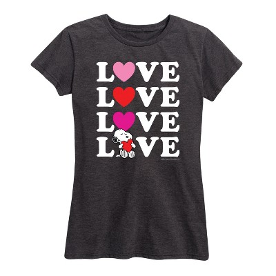 Women's - Peanuts - Snoopy Love Stacked Short Sleeve Graphic T-Shirt