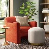 Galena Channel Tufted Shearling Brass Ottoman Cream - Threshold™: Round Pouf, No Assembly, Metal Base - 2 of 4