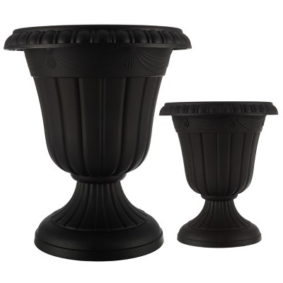 2pk Outdoor Planter Large Small Urn Planters Plastic Plant Pots Indoor Outdoor