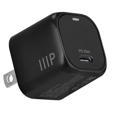 Monoprice USB-C Mini Cubic GaN Charger - 35W PD 3.0, Fast Charging, Compatible with iPhone, iPad, Samsung Galaxy, Black