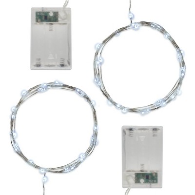 LumaBase Battery-Operated LED Fairy String Lights with Timer - Set of 2