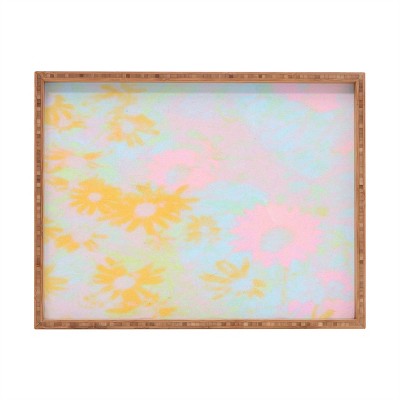 SunshineCanteen gentle flowers Rectangular Bamboo Tray - Deny Designs