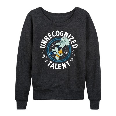 Women's - SpongeBob SquarePants - Unrecognized Talent Lightweight French Terry Wide Neck Long Sleeve Graphic Shirt
