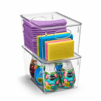 Sorbus Large Clear Plastic Storage Bins with Lids and Handles for Cleaning Supplies - Conquer Clutter, Enhance Organization and Style