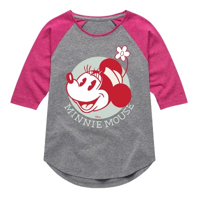 Girls' - Disney - Vintage Minnie Mouse Shirt Tail Raglan Graphic T-shirt