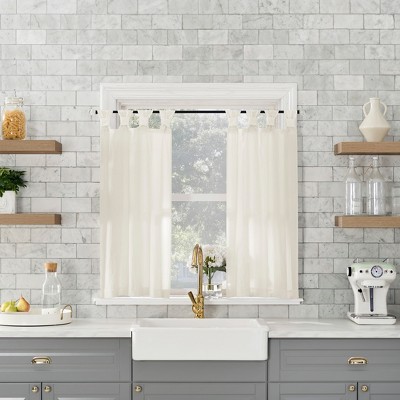 2pc Archaeo Washed Cotton Twist Tab Cafe Curtain Tier Pair