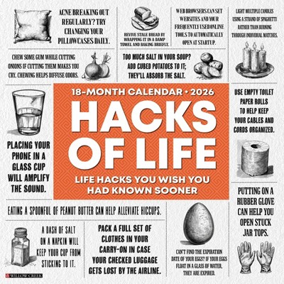 Willow Creek Press 12"x12" 2026 Hacks of Life Wall Calendar