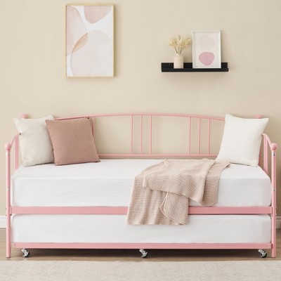 Whizmax Daybed and Trundle Frame Set, Premium Steel Slat Support, Daybed and Roll Out Trundle Accommodate, No Box Spring Needed