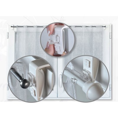 Evideco French Home Goods Over-The-Window Cafe Rod Brackets - Set of 2 - White